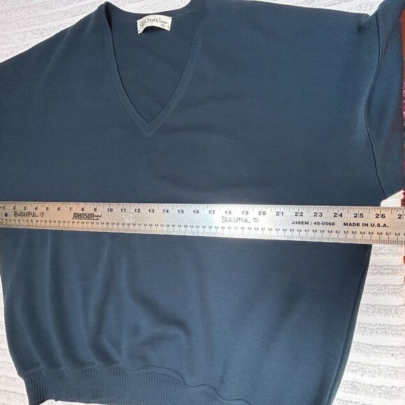 St. Croix Shop Mens XL Classic V-Neck Pullover Sweater Wool Blue Knit Casual - Picture 3 of 8